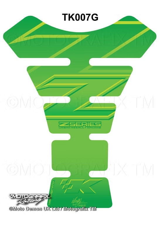 Kawasaki Z Series Z750 / Z1000 Green Motorcycle Tank Pad Protector Motografix 3D Gel TK007G
