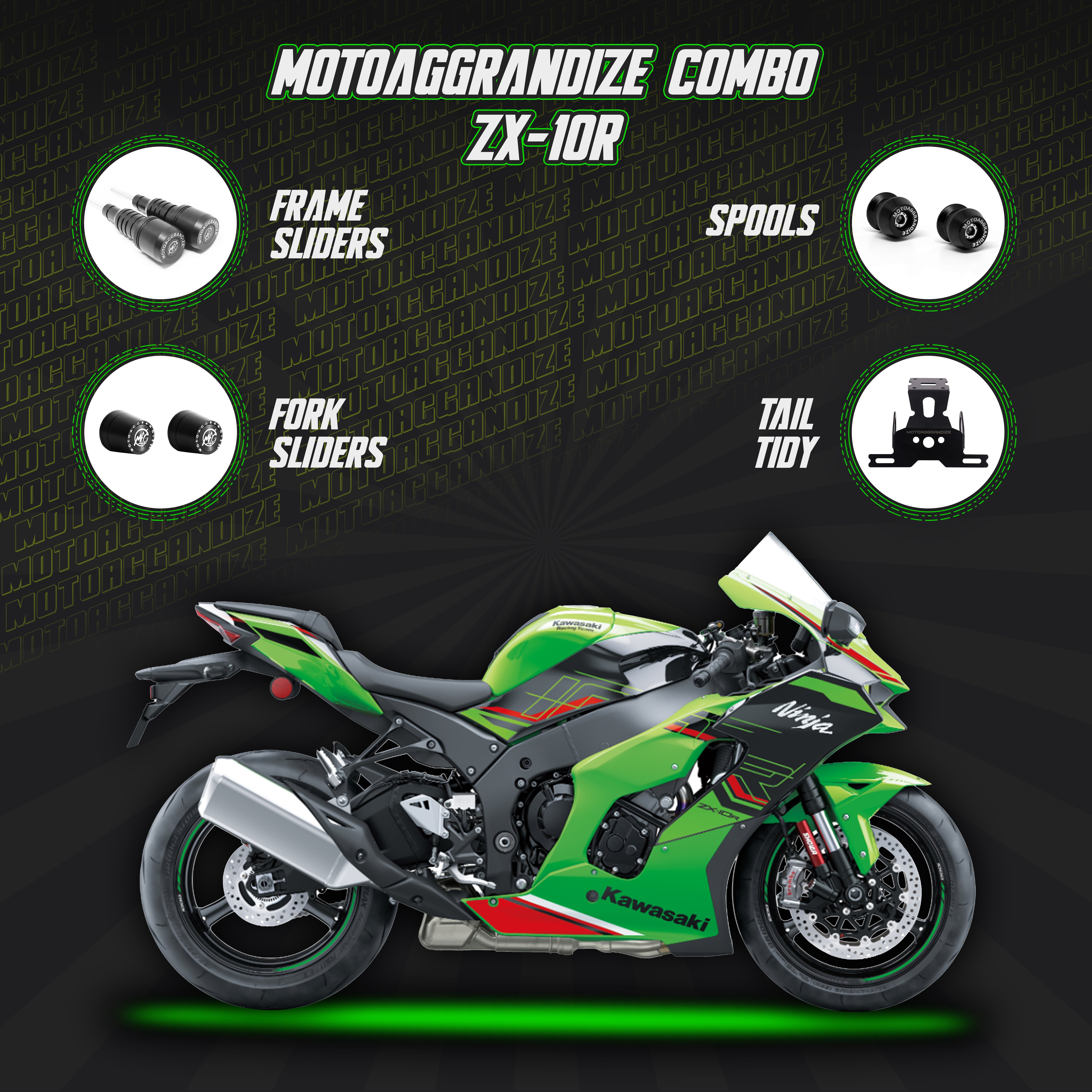 Moto FGBQKP(小さな店) 用 KAWASAKI 用 NINJA ZX10R 用 ZX10RR 用