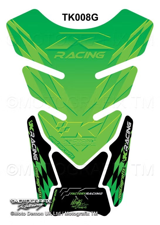 Kawasaki zx6 zx7 zx9 zx10 etc Green Motorcycle Tank Pad Protector Motografix 3D Gel TK008G