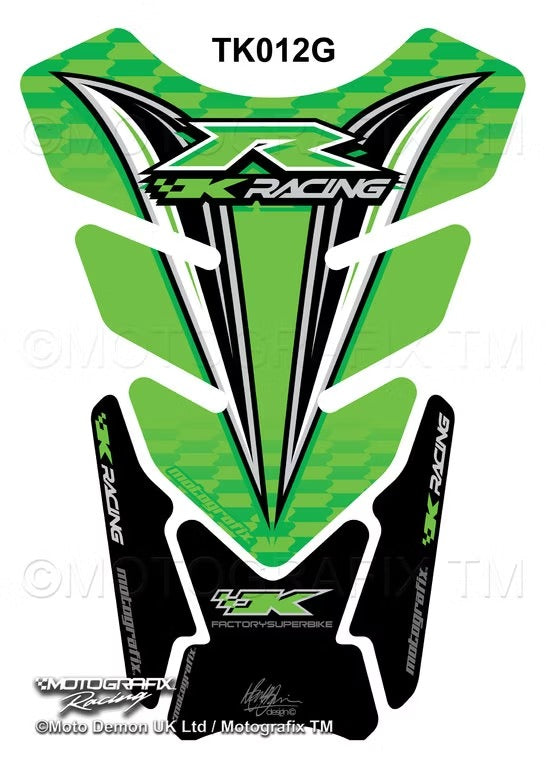 Kawasaki zx6r zx9r zx10r etc zxr Green Motorcycle Tank Pad Protector Motografix 3D Gel TK012G
