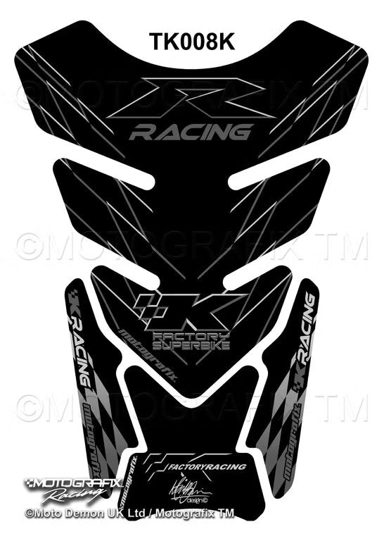 Kawasaki zx6 zx7 zx9 zx10 etc Black Motorcycle Tank Pad Protector Motografix 3D Gel TK008K