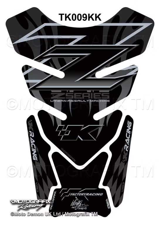 Kawasaki Z750 Z1000 Z Series Black Motorcycle Tank Pad Protector Motografix 3D Gel TK009KK