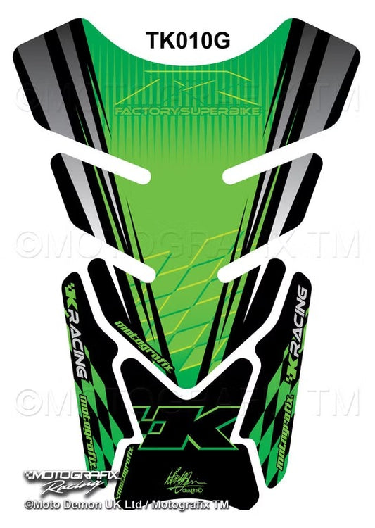 Kawasaki ZX6R / ZX10R Green Motorcycle Tank Pad Protector Motografix 3D Gel TK010G