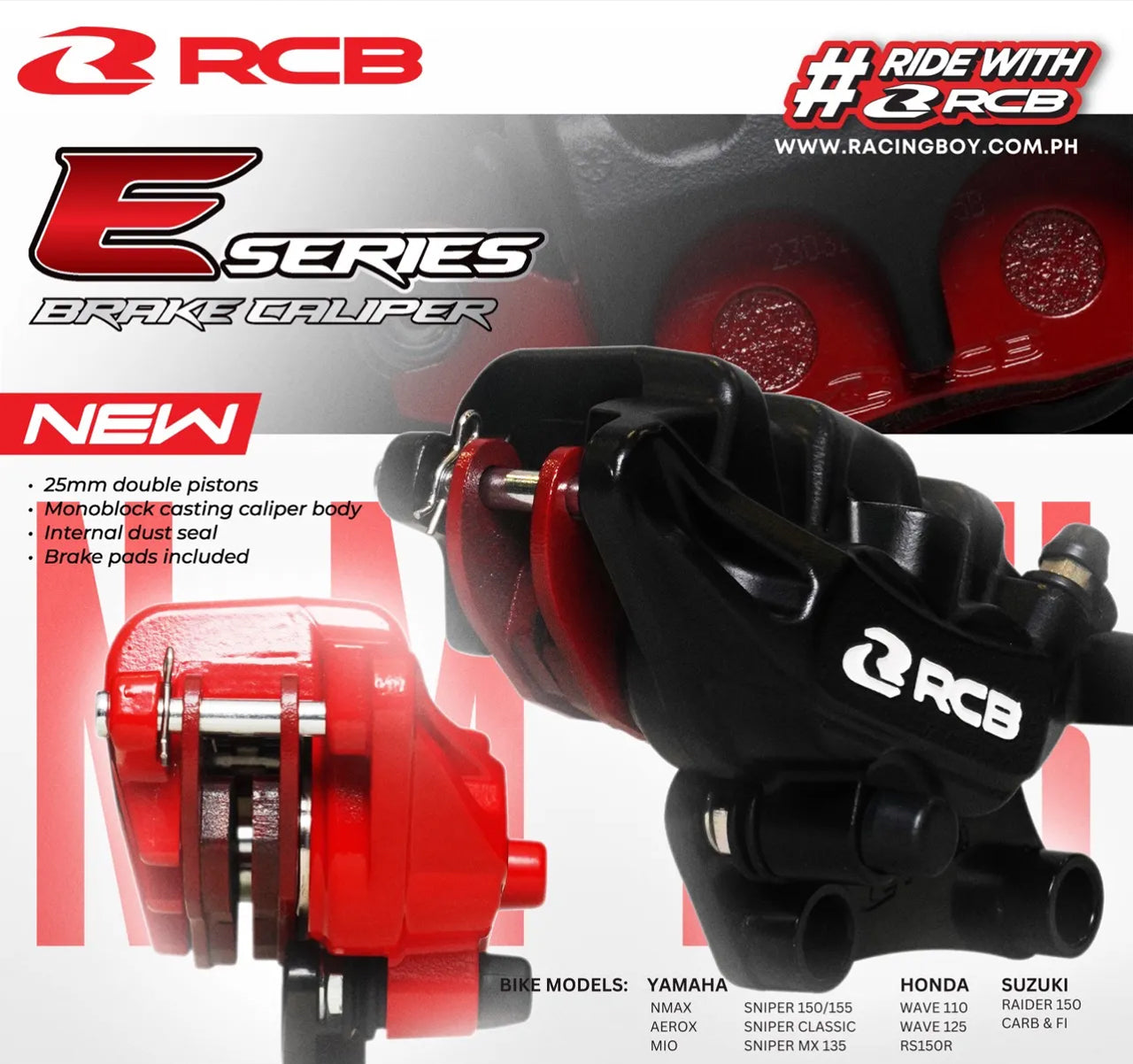 RCB BRAKE CALIPER E SERIES NMAX (F) - BK | Part 01BC080B