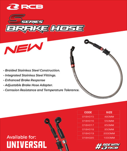 RCB BRAKE HOSE S SERIES 550MM - TITANIUM | Part 01BH016T