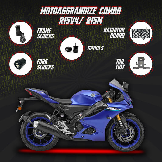 Yamaha R15v4, R15m Combo | Frame Sliders, Radiator Guard, Fork Sliders, Tail Tidy, Spools