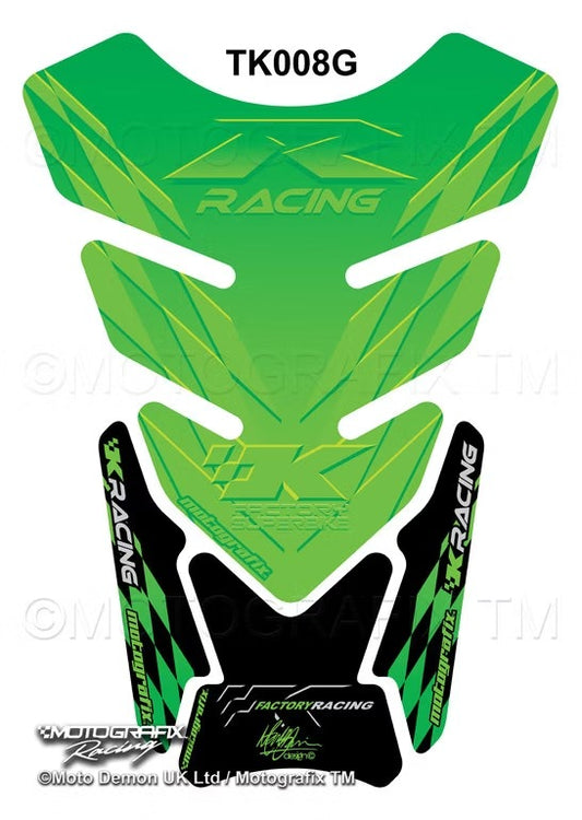 Kawasaki zx6 zx7 zx9 zx10 etc Green Motorcycle Tank Pad Protector Motografix 3D Gel TK008G